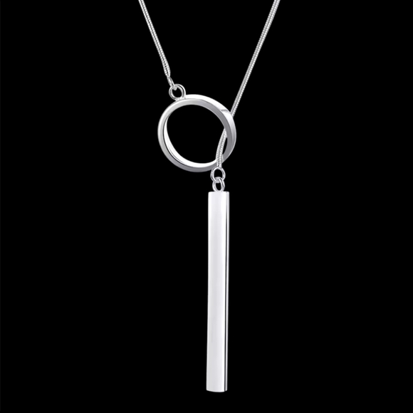 Circle Minimalist Silver Necklace - Picture 4 of 6